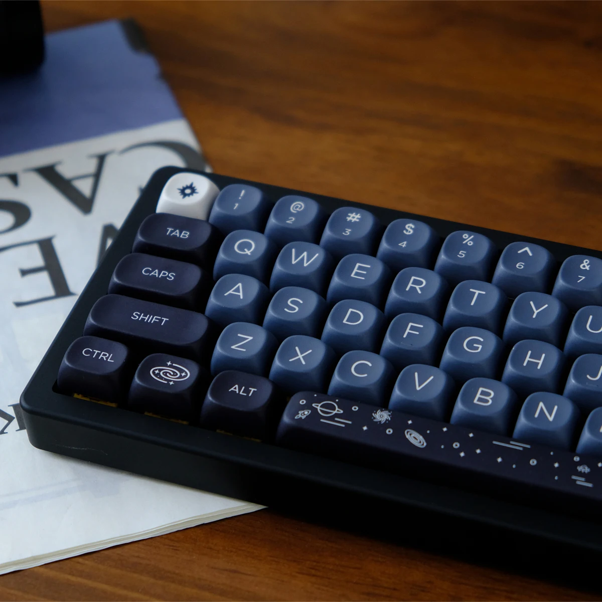 Teclas PBT de perfil MOA, teclas de sublimación de tinte de cinco lados de vía lechosa blanca para interruptores Cherry Gateron MX, Teclado mecánico