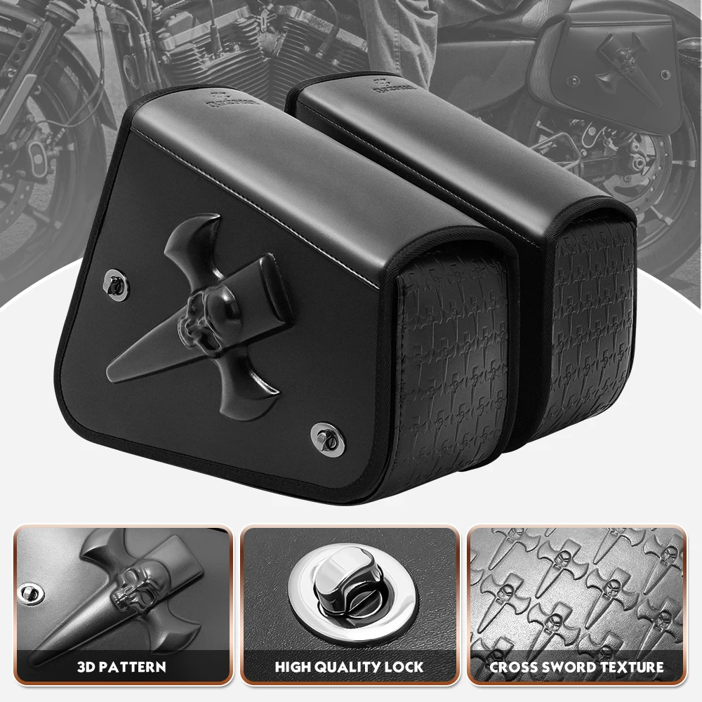 

Motorcycle Saddle Bags Side Tool Bag Luggage Fit for harley Sportster Street Rebel 300 500 Sportster XL883 XL1200