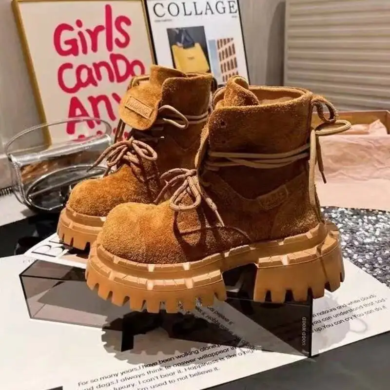

New Women Ankle Boots Platform Chunky Suede Shoes Trend Brand Woman Sneakers Casual Sport Shoes Winter Walking Botas Mujer