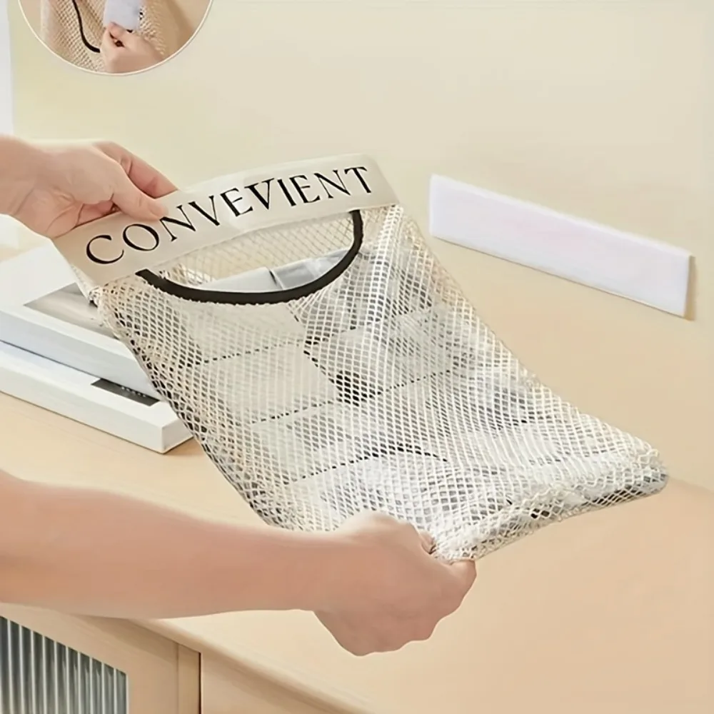 Wall Mounted Plastic Bag Organizer Reusable Household Garbage Bag Storage Net Pouch Kitchen Wall Holder Home Storage
