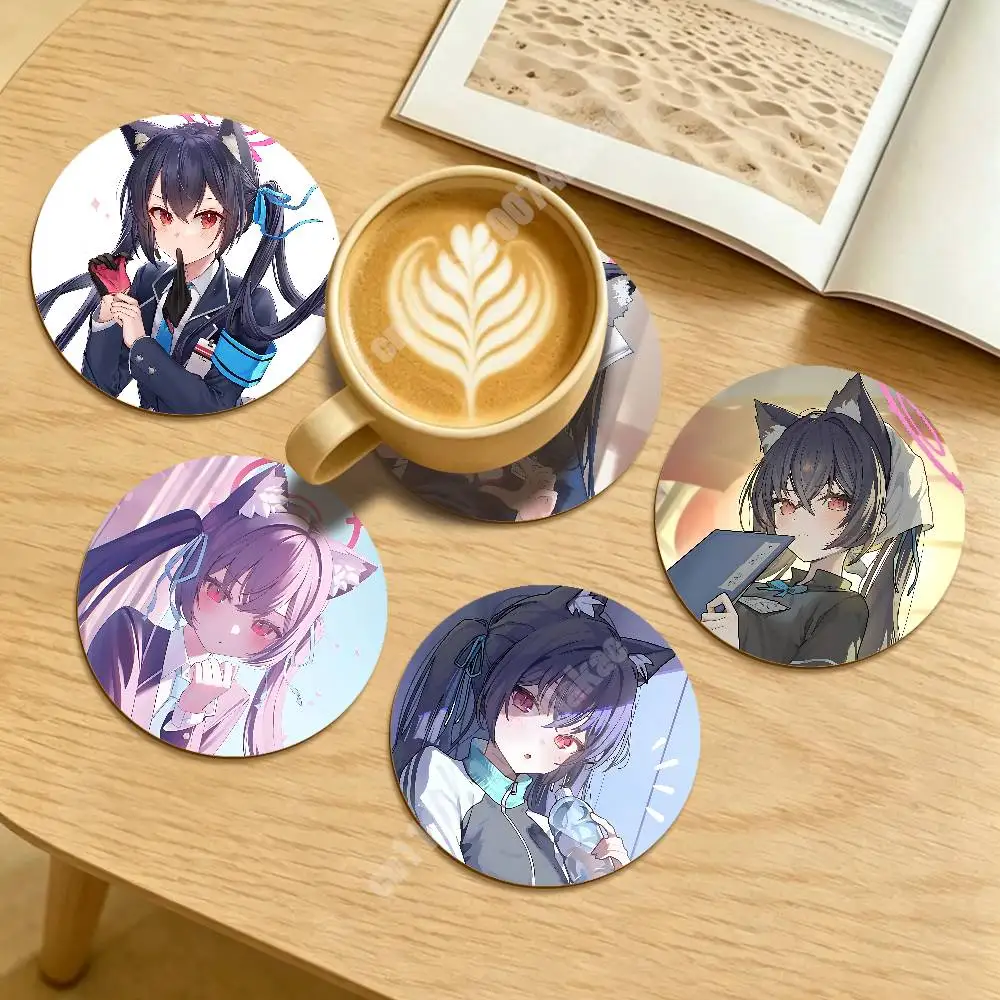 

Blue Archive Kuromi Serika Round Coaster for Drink Cup Sustainable Lifestyle Decor Cozy Desk Setup