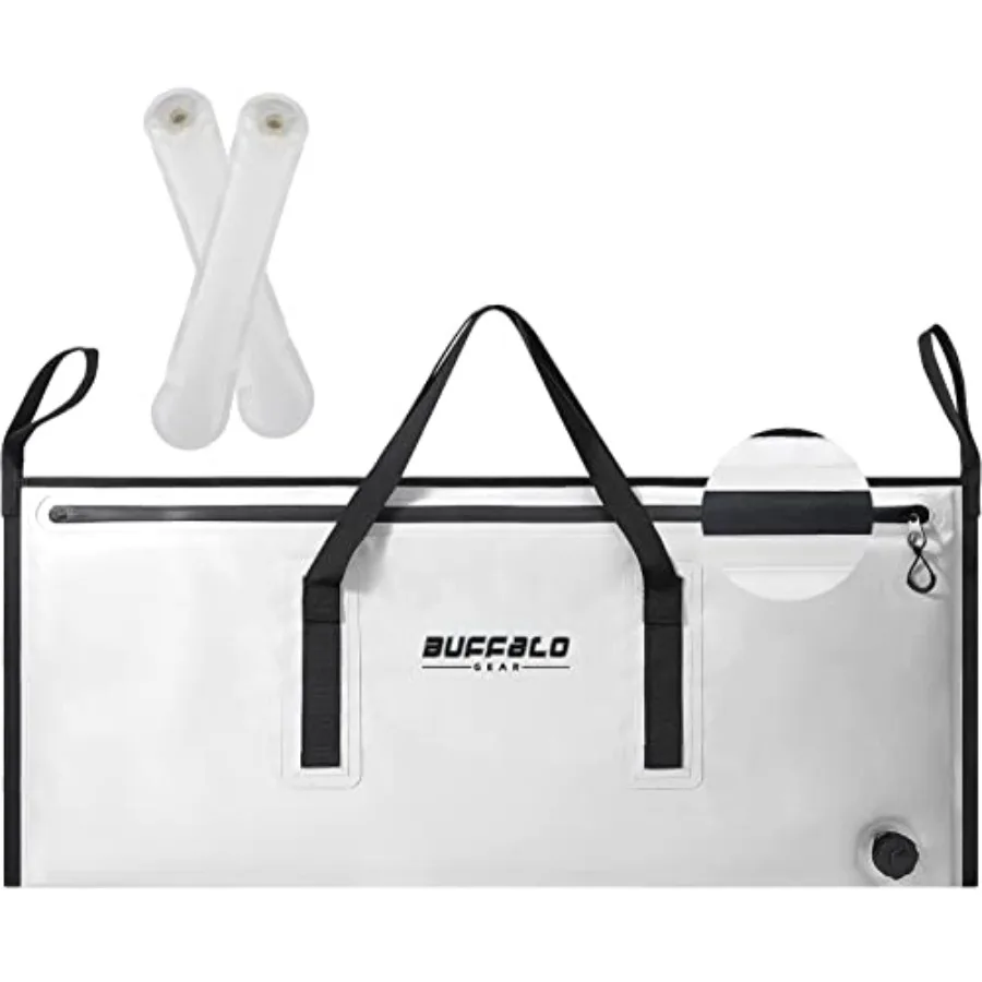 

Insulated Fish Cooler - Leakproof Kill Bag with 2 Reusable Cooler Ice Packs - Portable Waterproof Zipper