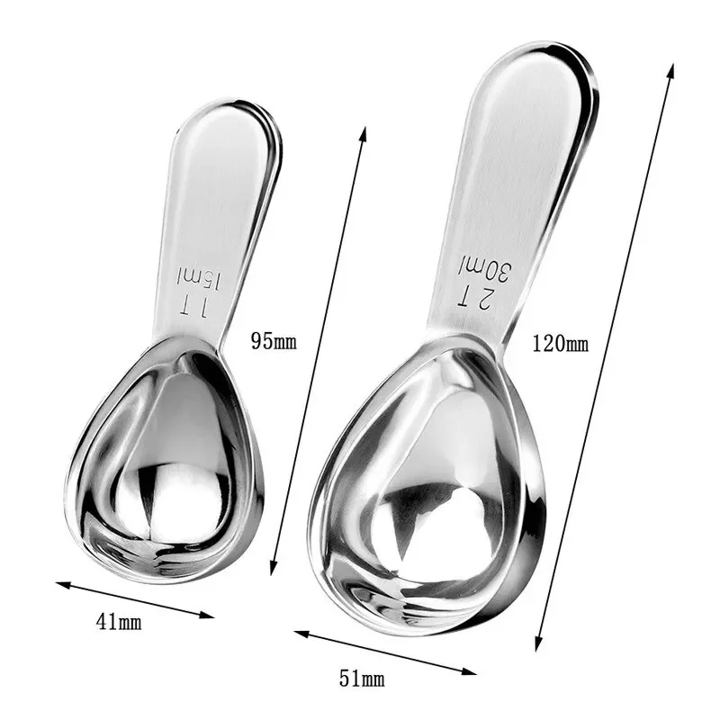 Stainless Steel Coffee Spoons Coffee Measuring Scoop for Ground 16ml/30ml Beans Tea Sugar Delicate Home Barista Accessories