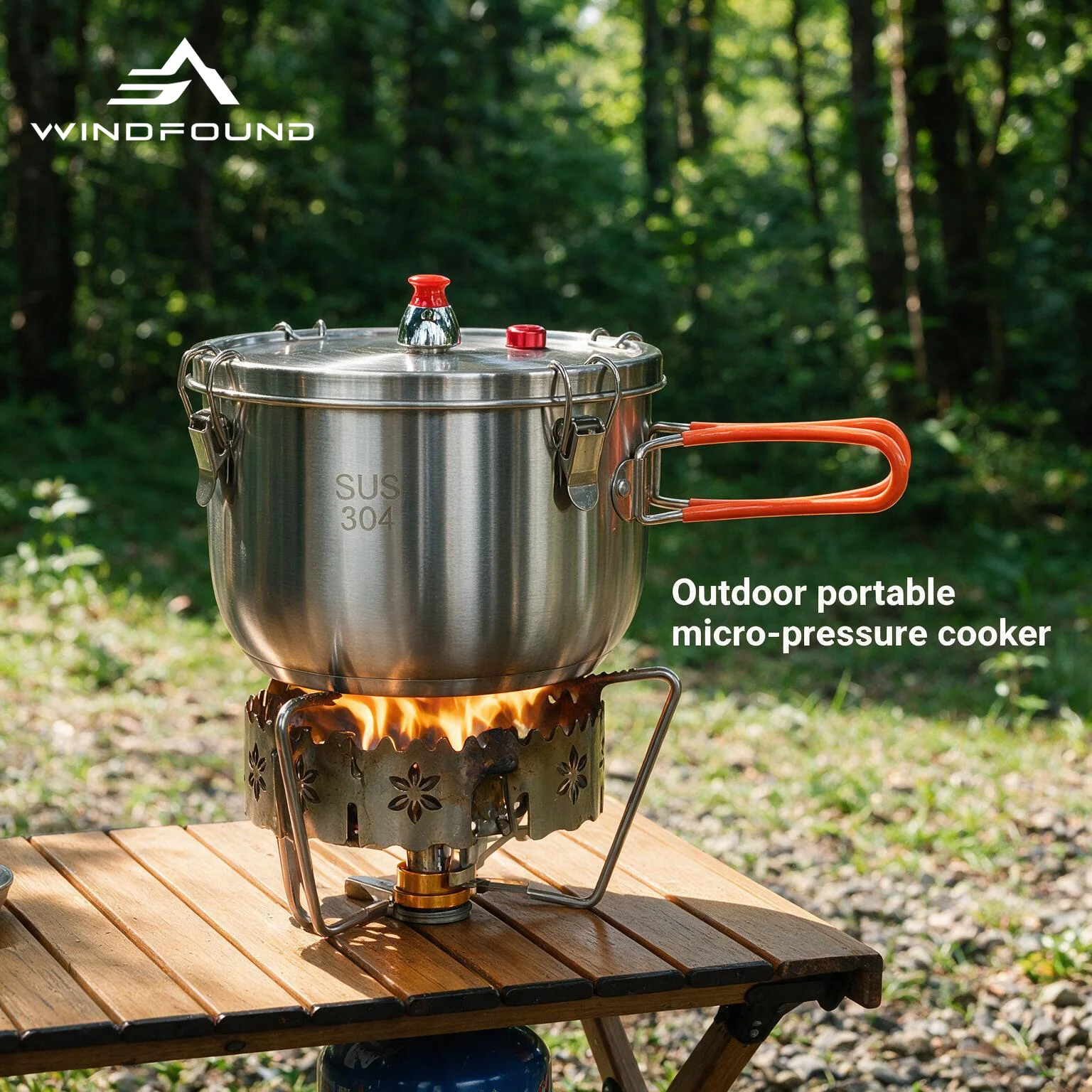 Outdoor Stainless Steel Pressure Cooker Camping Portable Cooking Pot with Safety Valve for Hiking Picnic Travel