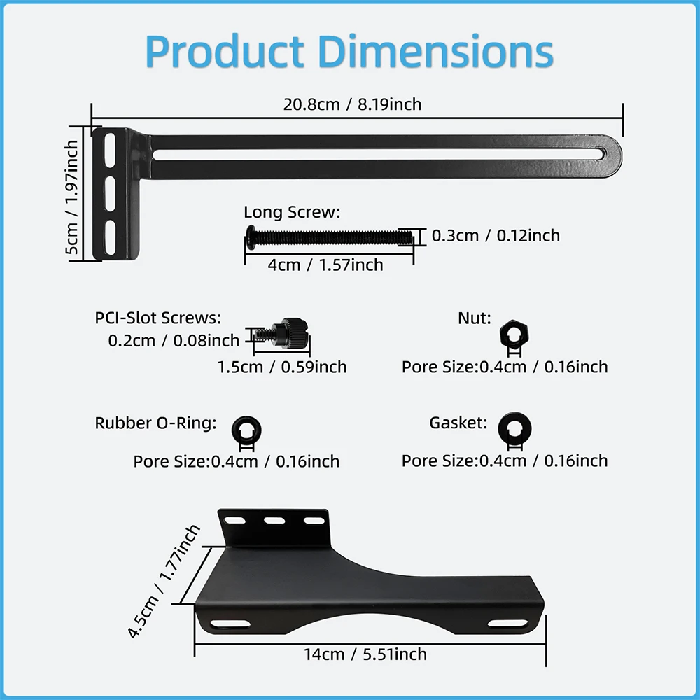 PCI Slot Fan Bracket, All-Metal GPU Cooling Fan Mount Rack for Dual 80/90mm or 120/140mm Fan, Side-Blown PC Fan Holder