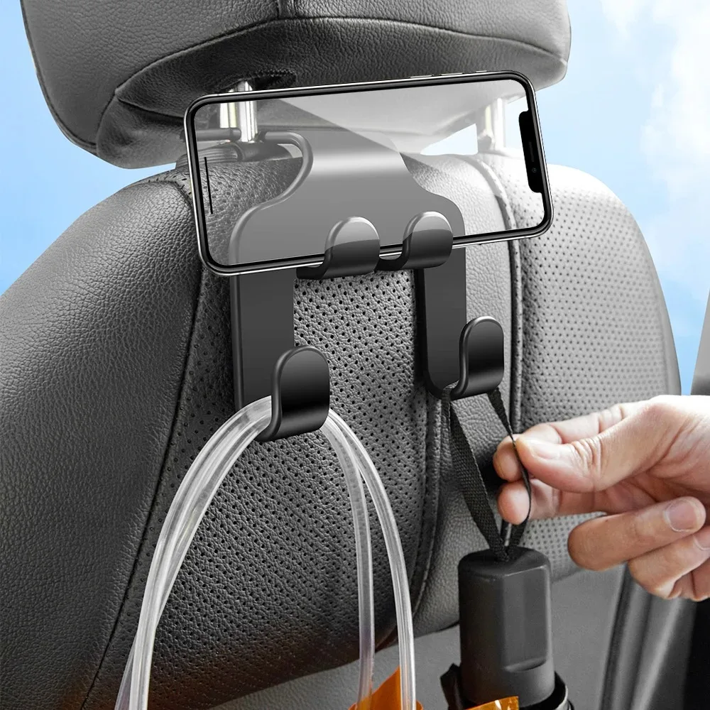 Mobile Phone Holder Car Back Seat Hook Hanging Storage Lazy Rear Seat Phone Stand Headrest Bracket For iPhone Samsung All Phone