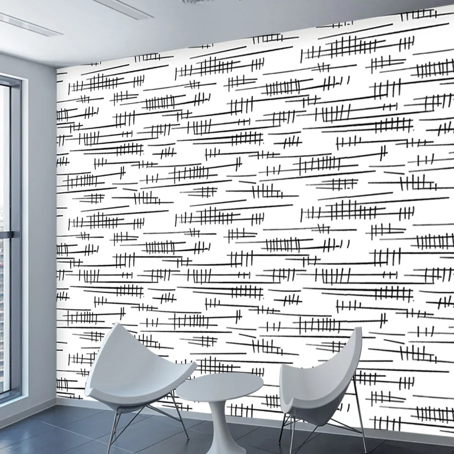 9+ Black White Lines Abstract Geometry Mural Decor, Self Adhesive Optional, Wallpapers for Living Room Bed TV Walls Renovation