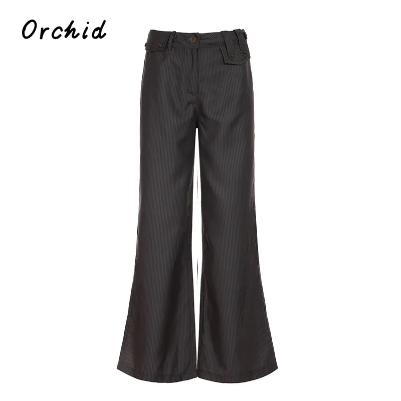 여성용 레트로 스트라이프 스트레이트 데님 바지 Y2K Trashy 2000s 스트리트 하이 웨이스트 루즈 청바지 Emo Vintage 캐주얼 배기 바지