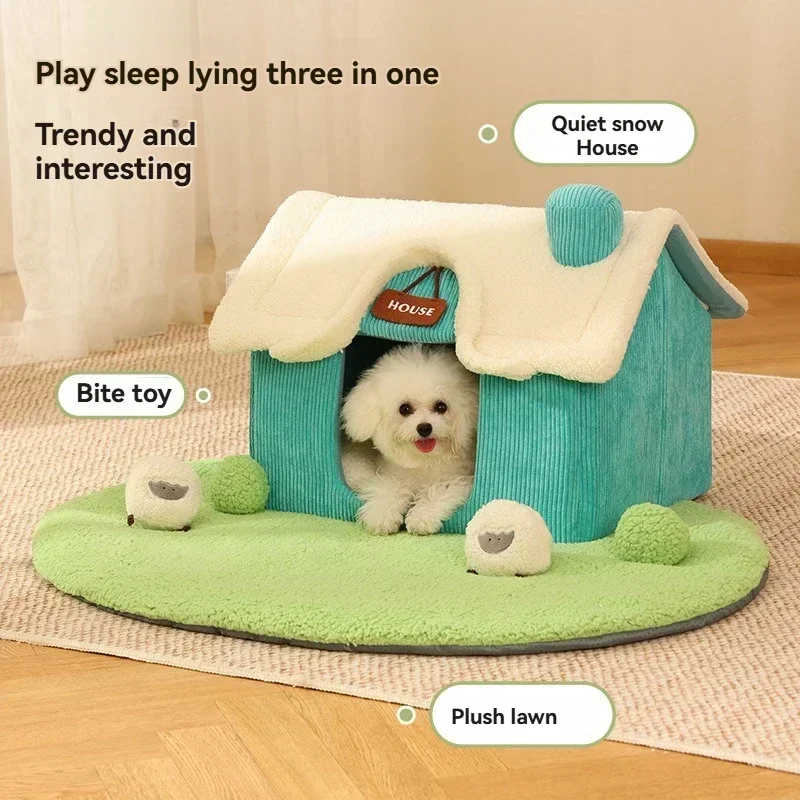 

Cat and Dog Warm Winter Kennel Pet Cottage Dog Bed Small to Medium Dog House