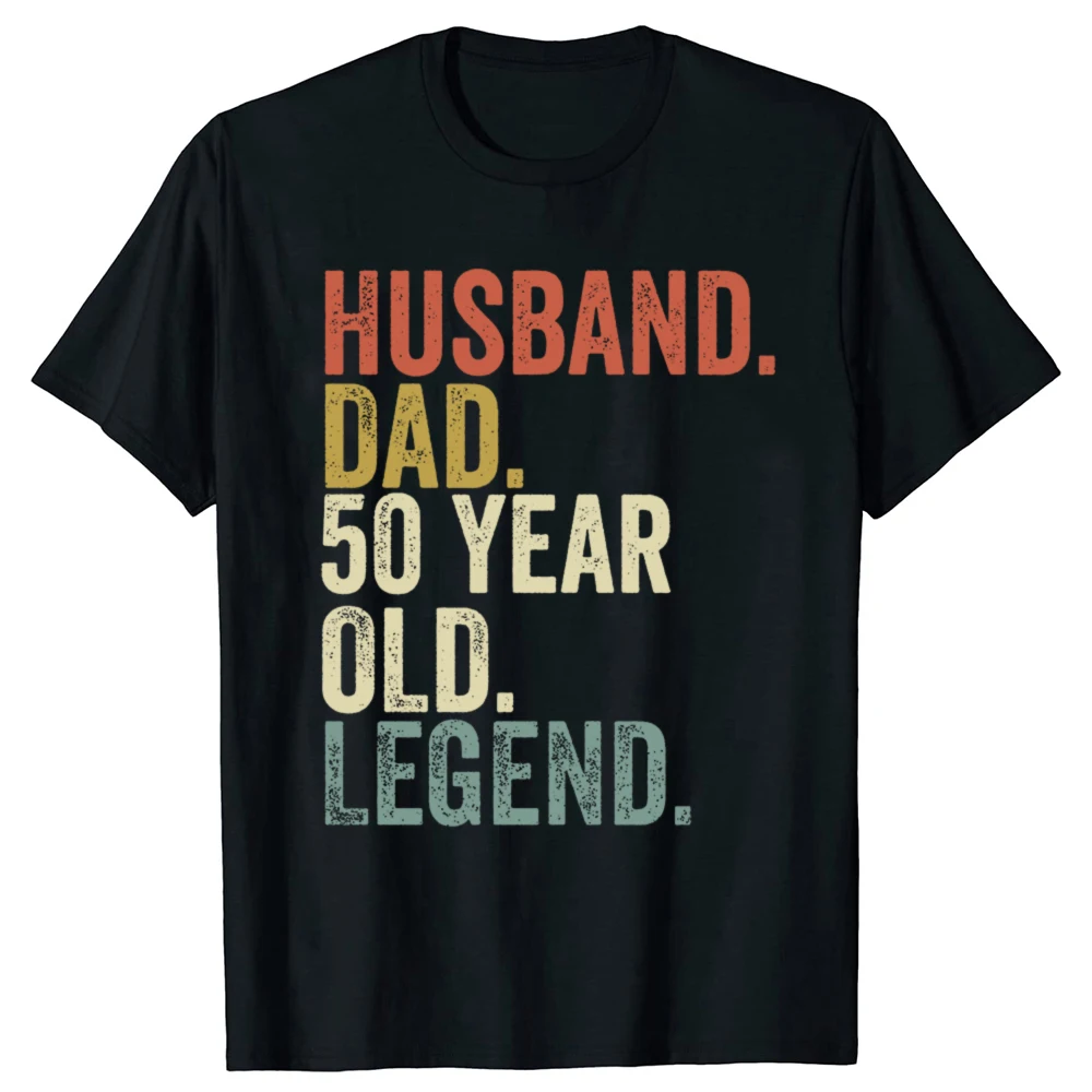 Funny 50th Birthday for Men Vintage Dad Born in 1975 Husband T-shirts Men Fashion Tshirt 100% Cotton Loose Oversized T Shirt