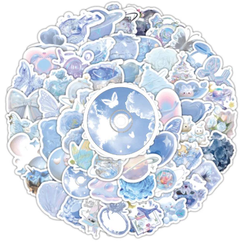 10/30/50/100PCS Ins Style Dream Blue Stickers Aesthetic Girls Cartoon Decals DIY Notebook Phone Luggage Laptop Graffiti Kids Toy