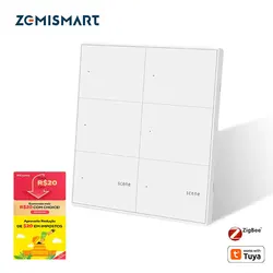 Zemismart Zigbee 4x4 Wall Light Switch 4 Gang with 2 Gang Scene Push Button with Neutral Switch Work with Tuya Alexa Google Home