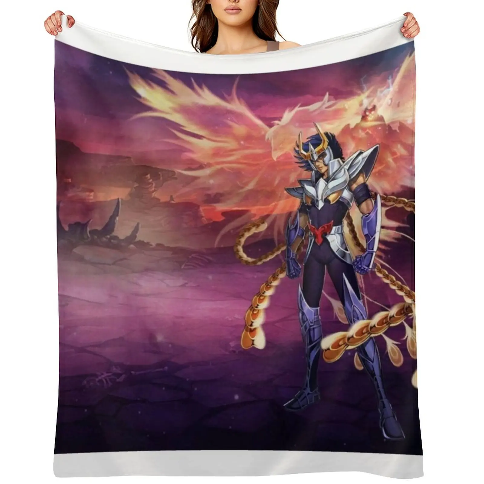 

Saint Seiya Knights of the Zodiac Ikki Phoenix Throw Blanket Nap Decorative Beds funny gift cosplay anime Blankets
