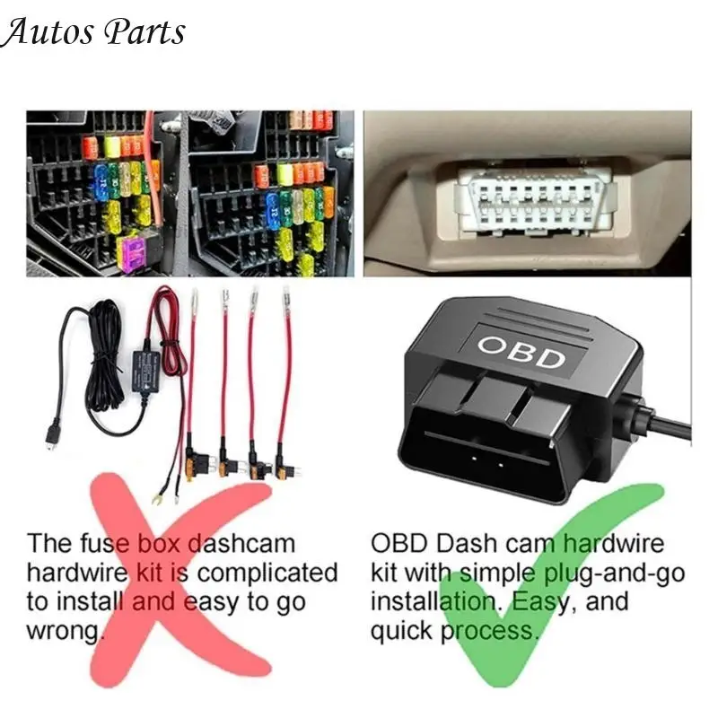 57BA Easy Install OBD Line Dashboard Cable 3.5m for Car Cameras & Parking Monitoring