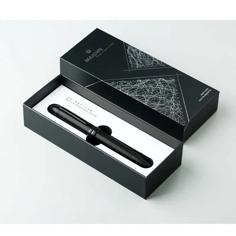 MAJOHN P141 Metalowy długopis mosiężny z grawerem nr. 8 sztuk 40mm Złoty Platerowany Czarny Pióro z Końcówką Typu Piston, Absorbujące Atrament, Do Pisania, Do Biura, Do Pracy — zdjęcie produktu 6
