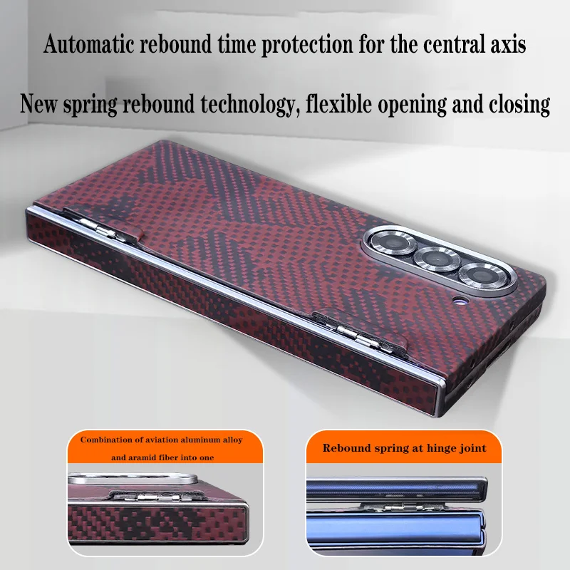 For Samsung Galaxy Z Fold 6 5G Case Magnetic Hinge Kevlar Carbon Fiber Folding All inclusive Wireless Charging Protective Cover