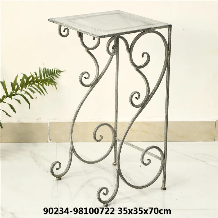 2JGB Solitary Collection - American Antique Iron Art Wooden Flower Rack Folding Shelf Flower Pot Storage Rack Flower Table