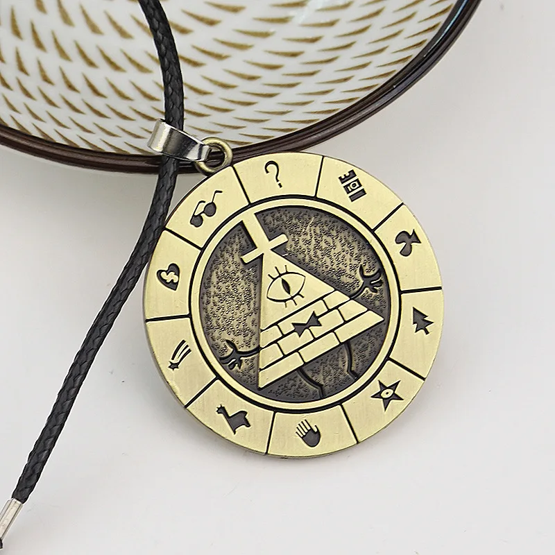 Gravity Falls Gothic Necklace Keychains New Disney Bill Cipher Anime Necklet Key Ring Kids Fashion Jewelry Classic Toys Gifts