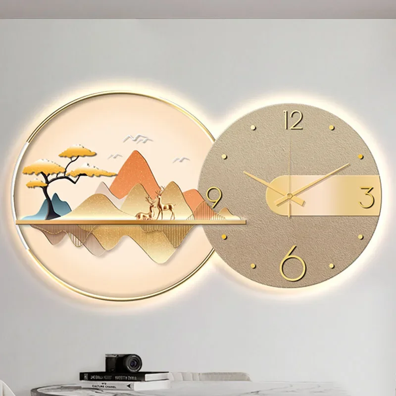 Luxury Living Room Art Mural Clock Wall Big Size Modern Metal Art Aesthetic Wall Clock Silent Luminous Reloj Home Decoration