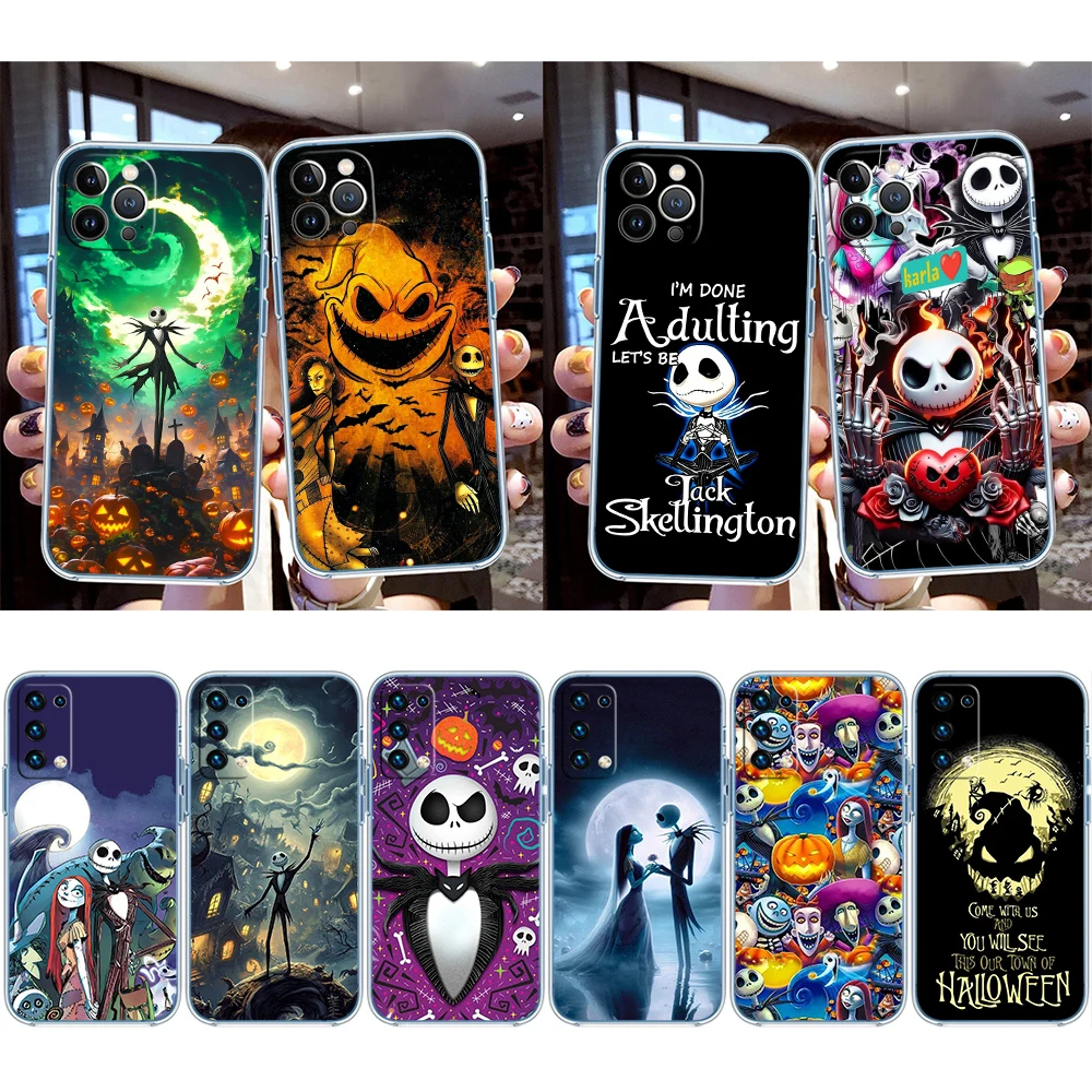 Halloween Jack Skellington Transparent Phone Case for Motorola G7 G8 G9 G84 G85 G73 G24 G15 Z2 Play Power Plus