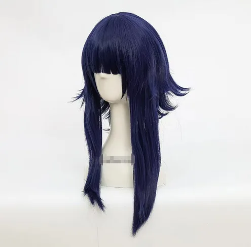 Hyuga Hinata pelucas de Cosplay de Anime, mezcla de cabello sintético negro y azul, esponjoso, fiesta de carnaval, juego de rol, dos estilos + gorro de peluca