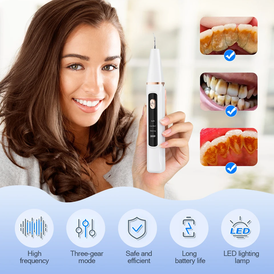 Limpiador Dental Ultrasónico Eléctrico Sónico para Placa Dental Removedor de Sarro para Dientes Manchas Cálculo Dental 3