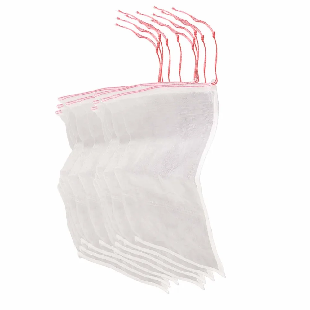 50PCS Durable Nylon Fruit Protection Bags White Drawstring Design Fruit Netting Bags Mesh Material Practical Garden Netting Bags