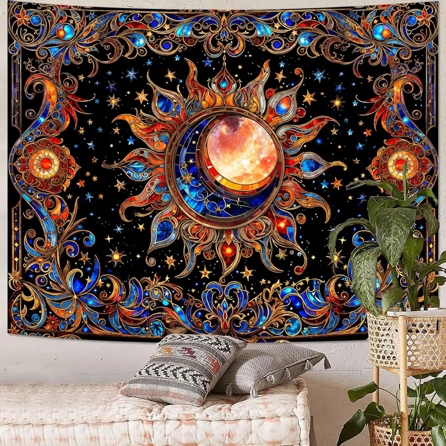 Celestial Sun and Moon Tapestry Cosmic Tapestry for Bedroom Astral Tapestries Wall Hanging Bedroom Living Room Wall Art and Home
