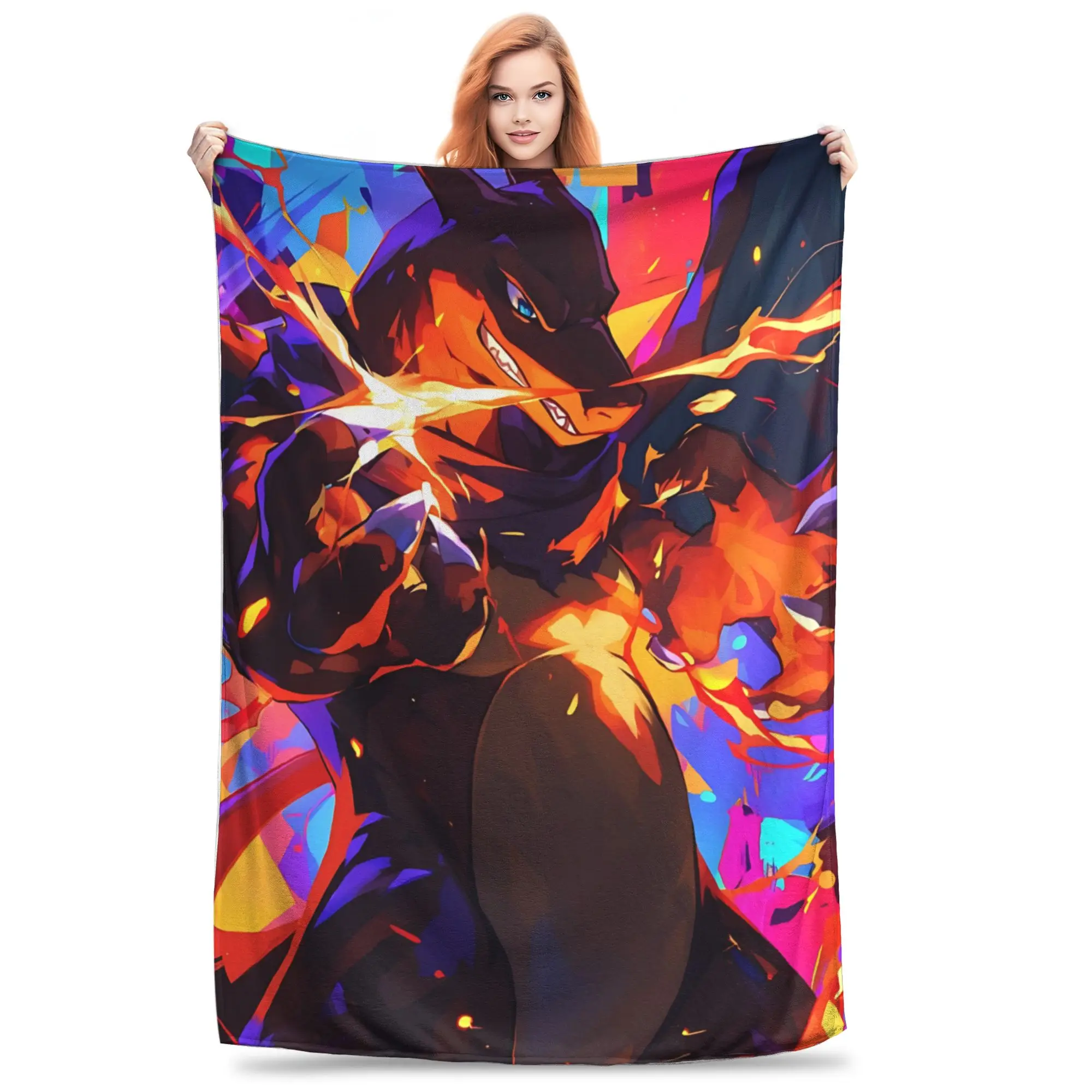 1PC home Cutecore Pokemons Theme Charizard  Blanket Super Cosy Plush Home Living Room Sofa halloween