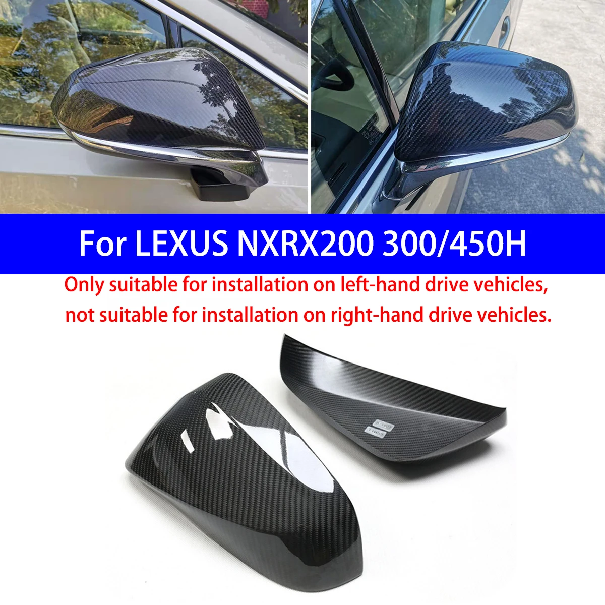 

Suitable for LEXUS NX (2014-22)/RX (2016-22)/RZ (2022-) 200 300/450H Dry Carbon Fiber Adhesive Rearview Mirror Shell