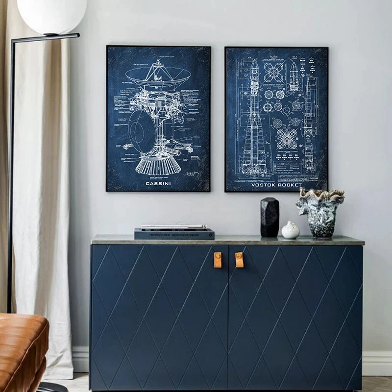 السبورة خمر مخطط المشارك قماش اللوحة يطبع مكوك الفضاء الفني العلوم جدار الفن هدية ديكور غرفة المنزل بدون إطار #4