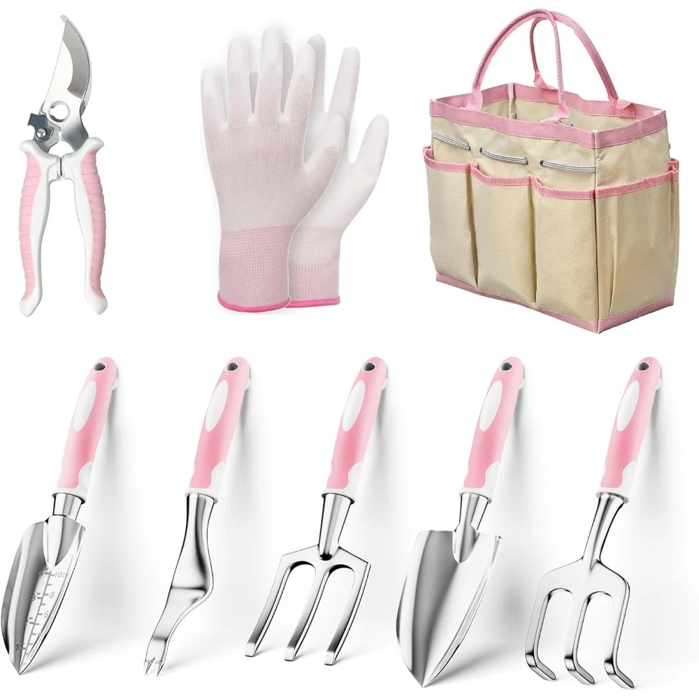 

Садовые инструменты, 8-комплектные садовые инструменты с сумкой, набор садовых инструментов из нержавеющей стали для тяжелых условий эксплуатации, ручные инструменты для улицы, идеальный сад
