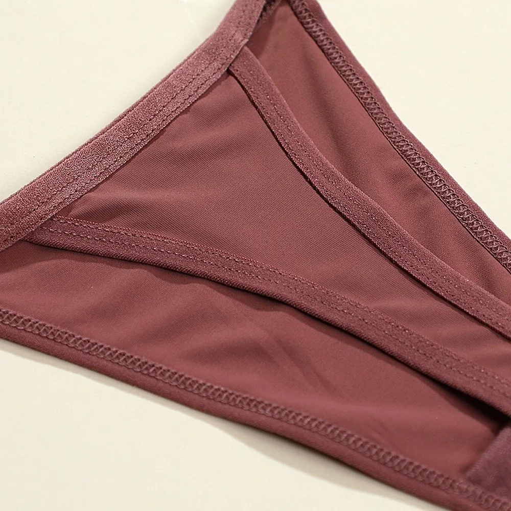 Baumwoll-Slips mit Herz-Strasssteinen, niedriger Bund, einfarbige Bikini-Slips, nahtlose Unterhosen, T-Back-Slips, Damenunterwäsche – Detail 9