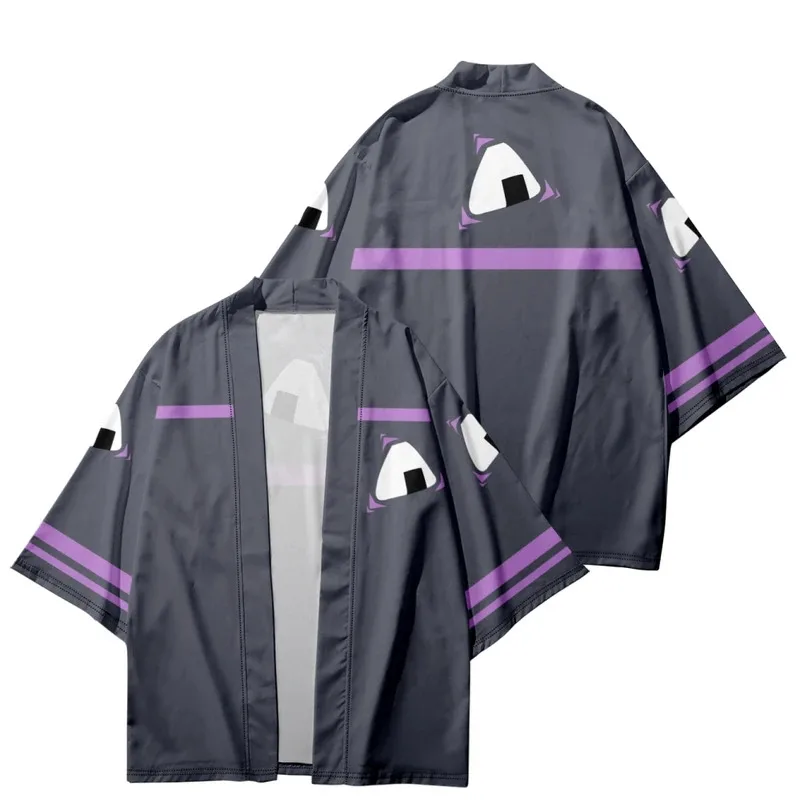 Hololive VTuber Ookami Mio Yukata الرجال النساء سترة فضفاضة بلوزة Haori Obi الملابس الآسيوية Harajuku ثوب الكيمونو الياباني قميص