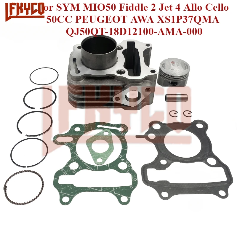 

42mm Motorcycle Cylinder Kit for SYM MIO50 Fiddle 2 Jet 4 Allo Cello 50cc XS1P37QMA QJ50QT-18D12100-AMA-000 Piston Tool Ring Set