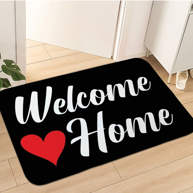 

Welcome Home Mat Hallway Living Room Floor Carpets Anti Slip Soft Doormat Entrance Door Custom Kitchen Bedroom Bathroom Rug