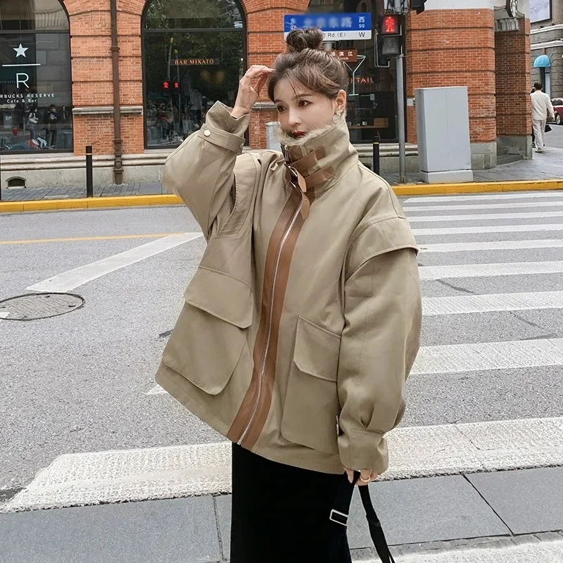 

Winter Jacket New Women Coat Female Warm Jacket Fashion Leisure Thick Loose Solid Casual Sweet All-Match Detachable Collar