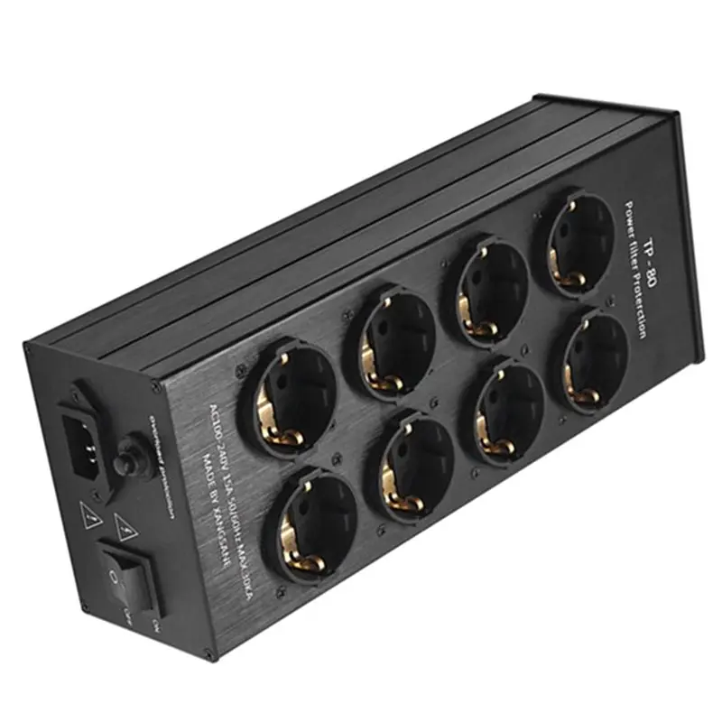 B16C-TP80 Power Filter Socket Overload Protection Noise Reduction Voltage Display Function EU Plug Board For Audio Amplifier