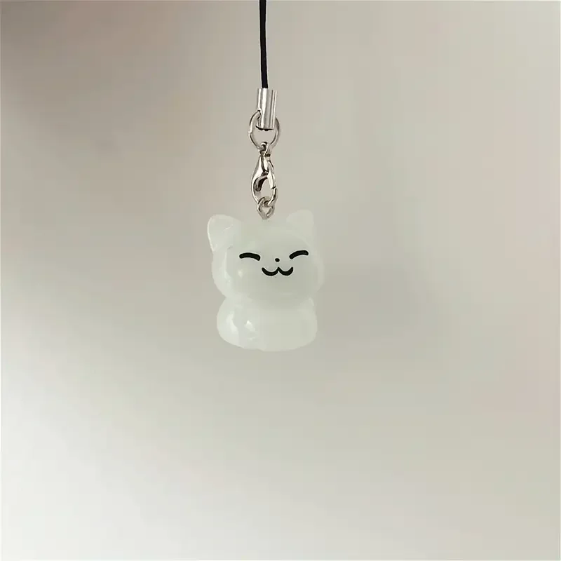 لطيف القط متوهجة الهاتف المحمول قلادة جالبة للحظ الراتنج سلسلة ل iP 16 CCD كاميرا البريدي حقيبة الملحقات في كوريا Kawaii أنيمي حالات