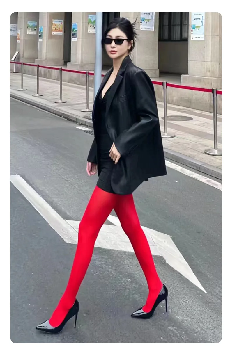 Red Sexy Tights Women Smooth Thin Slim Stocking High Waist Transparent Pantyhose High Elasticity One Piece Ultra Thin Stockings
