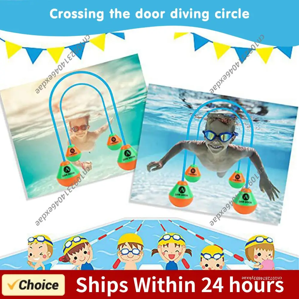 2pcs/set Swimming Game Aids Dive Door Reusable Water Sports Swim Rings Diving Training Crossing Rope Door for Outdoor Pool Games
