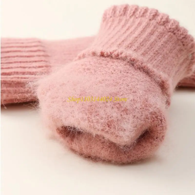 N5KE Simple Half Finger Gloves for Women and Girl Winter Warm Liner Knitted Gloves Color for Outdoor and Indoor Wear