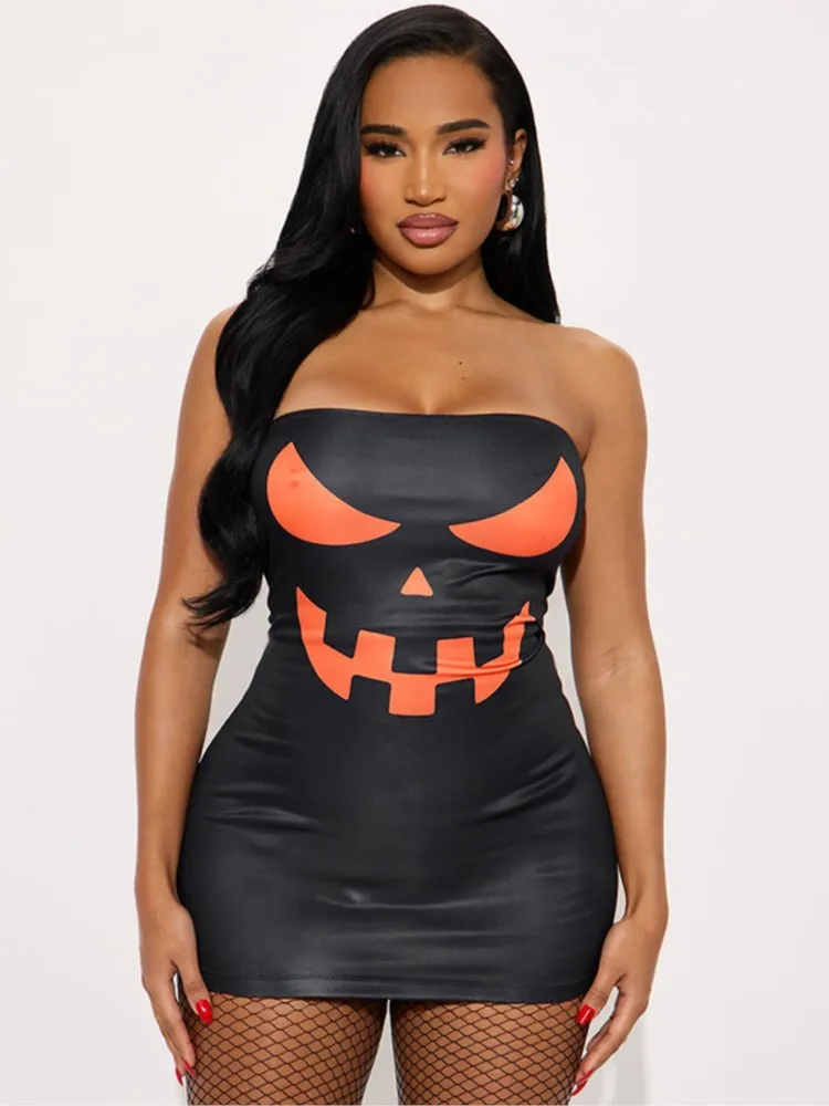 

Bodycon Dress Sleeveless Vestidos Chest Wrap Dresses 2025 Woman Vestido Femininos Party Prom Halloween Mini Sexy Slim Printing