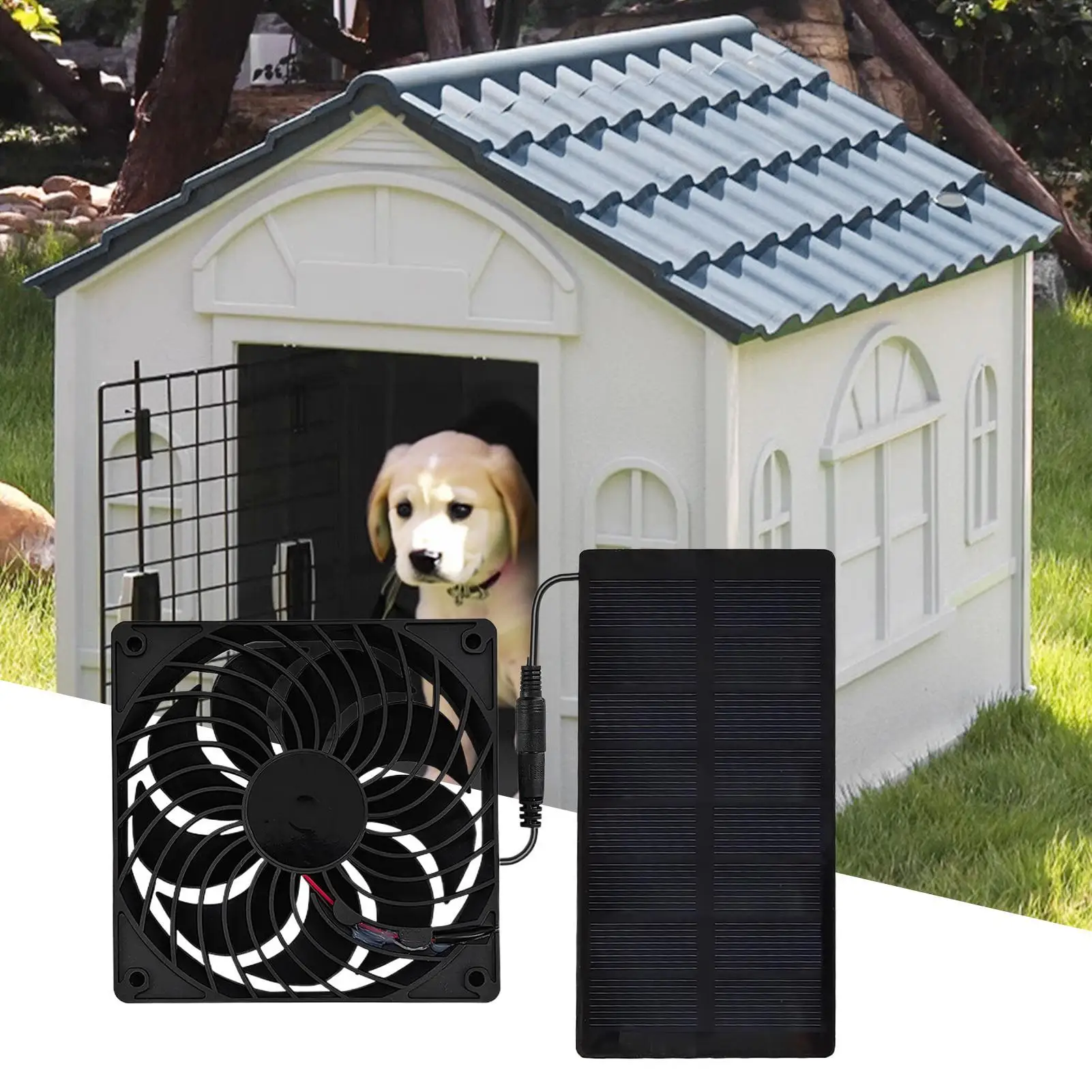 Ventilatore di scarico solare per pollaio 0.8w Casa per animali domestici Ventilatore d'aria Casa per cani Ventilatore di ventilazione per interni RV Serra Casa Fienile