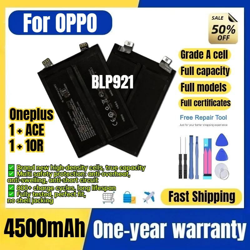 BLP921 for OPPO Oneplus 1 + ACE/1 + 10R Phone Battery 0 Cycle High Capacity Battery Replacement Bateria Grade A Cell with Tools
