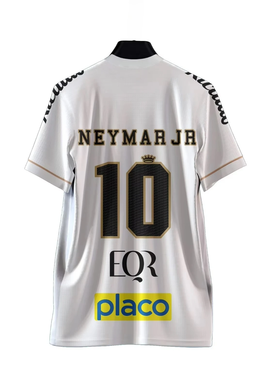 Sommer Neymar Jr. # 10 King of Football Trikot Y2K Weiß mit Goldakzenten, Oversized T-Shirt, Familien-Outfit für Sportbekleidung – Detail 4