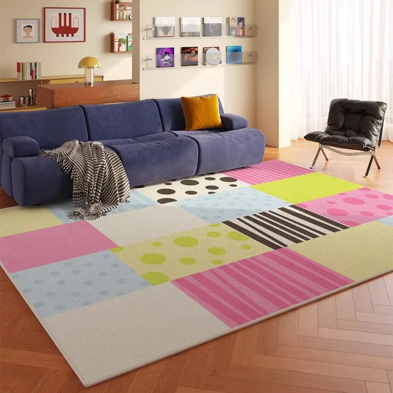 Advanced Light Luxury Dopamine Living Room Carpet Sofa Coffee Table Non Slip Floor Mat Bedroom Bedside Washable Easy Clean Rug