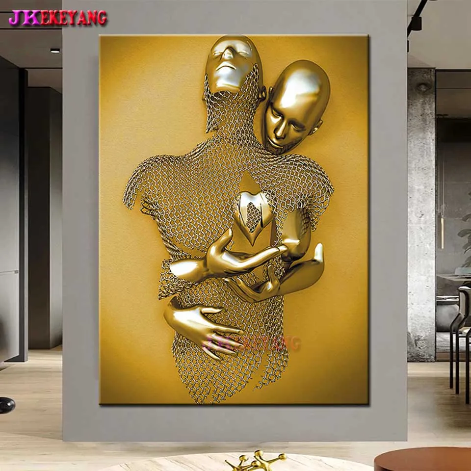 5D Diy Diamond Embroidery Modern Lovers Sculpture Diamond Painting Living Room Decor Nordic Style Y4942