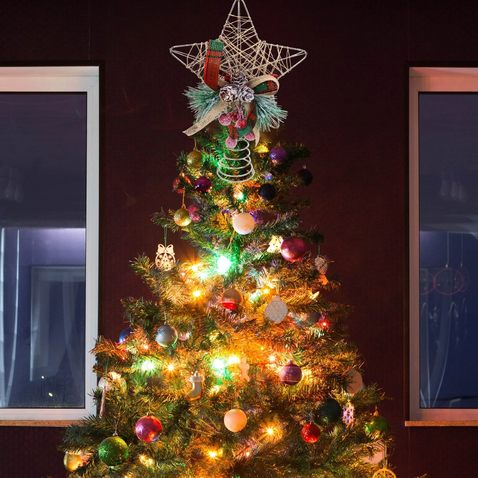 

1pc Christmas Tree Top -Pointed Pendant For Xmas Party Ornament Festival Decor Home Holiday Decoration Xmas Showcase