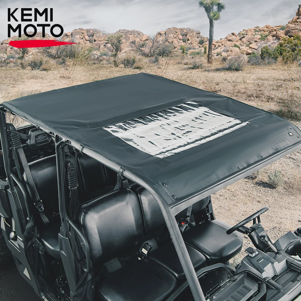 

KEMIMOTO UTV PVC Sun Visor Water-Resistant Canvas Soft Roof Top for Can Am Defender Max HD 7 8 9 10 XT Cab DPS XMR Limited 2017+